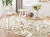 Tampa Furniture Outlet Lutz - Ashley Furniture - Fawndell Table (Set of 3) - Occasional Table Set (3/CN) / Antique White/Brown - T193-13